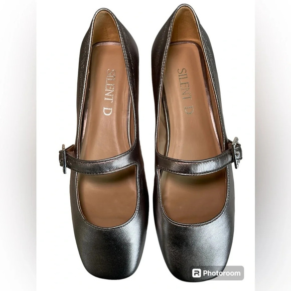 Anthropologie Silent D Mary Jane Ballet Flats Metallic Size 38 - Picture 2 of 10